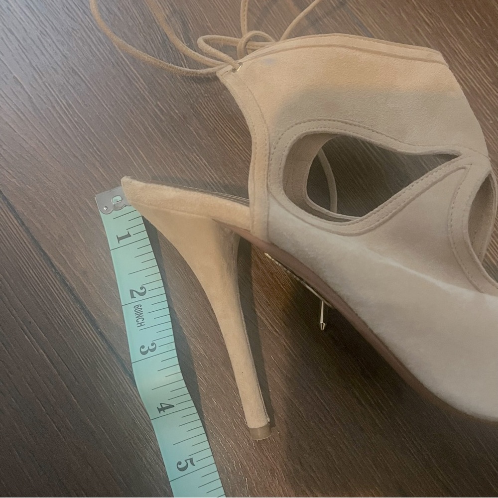 Aquazzura Suede Tan Sandals with Ankle Strap 9 - Picture 6 of 7